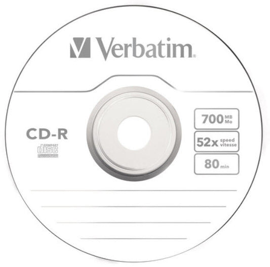 VERBATIM CD-R Spindle 80MIN/700MB 43411 52x extra Protection 100 Pcs