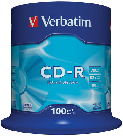 VERBATIM CD-R Spindle 80MIN/700MB 43411 52x extra Protection 100 Pcs