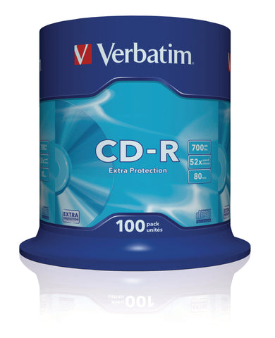 VERBATIM CD-R Spindle 80MIN/700MB 43411 52x extra Protection 100 Pcs