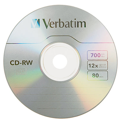 VERBATIM CD-RW Spindle 80MIN/700MB 43480 8-12x 10 Pcs