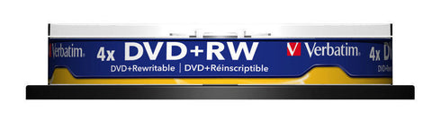 VERBATIM DVD+RW Spindle 4.7GB 43488 4x 10 Pcs