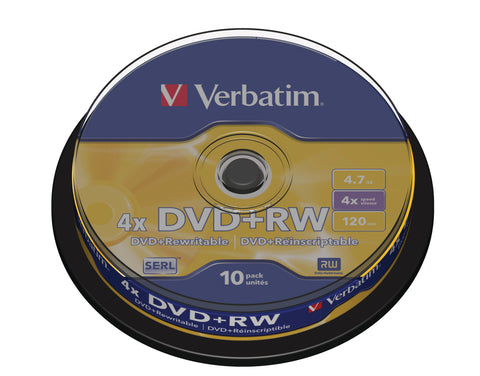 VERBATIM DVD+RW Spindle 4.7GB 43488 4x 10 Pcs