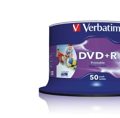 VERBATIM DVD+R Spindle 4.7GB 43512 1-16x print wide 50 Pcs