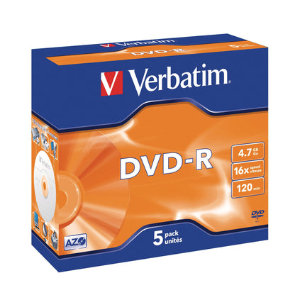 VERBATIM DVD-R Jewel 4.7GB 43519 1-16x 5 Pcs