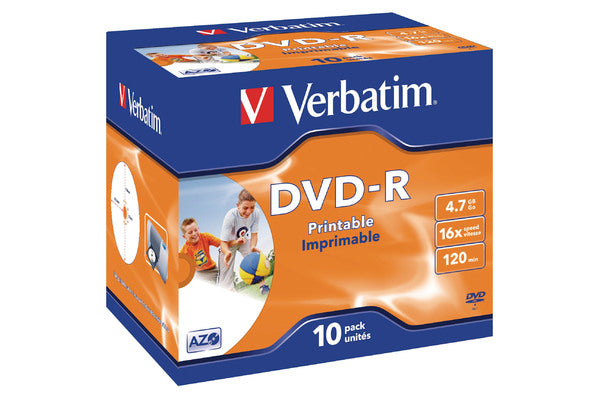 VERBATIM DVD-R Jewel 4.7GB 43521 1-16x fullprint 10 Pcs