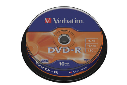 VERBATIM DVD-R Spindle 4.7GB 43523 1-16x 10 Pcs