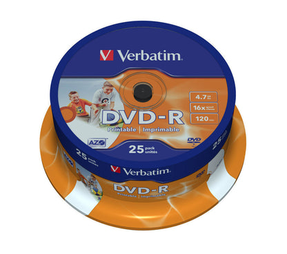 VERBATIM DVD-R Spindle 4.7GB 43538 1-16x fullprint 25 Pcs