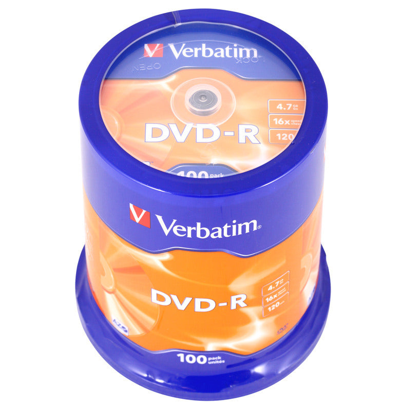 VERBATIM DVD-R Spindle 4.7GB 43549 1-16x 100 Pcs