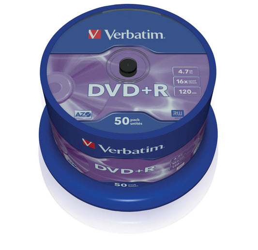 VERBATIM DVD+R Spindle 4.7GB 43550 1-16x 50 Pcs