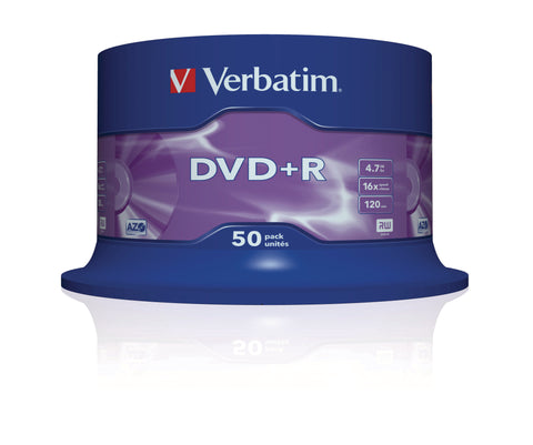 VERBATIM DVD+R Spindle 4.7GB 43550 1-16x 50 Pcs