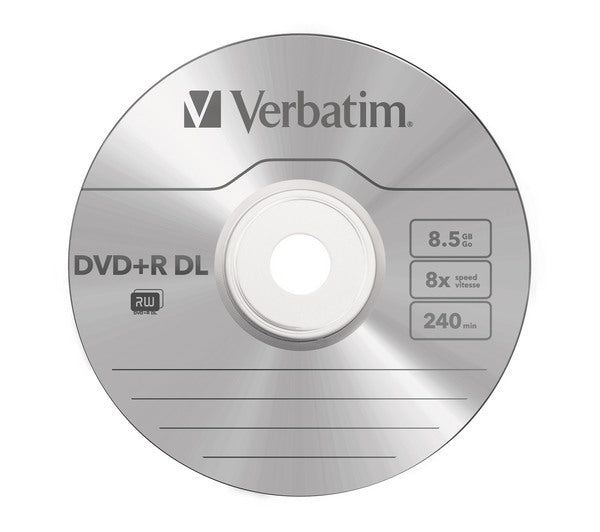 VERBATIM DVD+R Spindle 8.5GB 43666 8x DL Matt Silver 10 Pcs