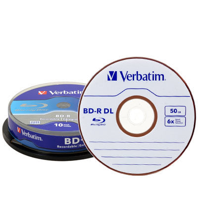 VERBATIM BD-R Spindle whi./blue 50GB 43746 6x DL Scratchgrd+ 10 Pcs