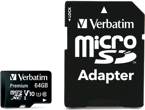 VERBATIM Micro SDXC Card 64GB 44084 with Adapter Class 10. UHS 1