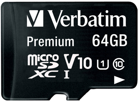 VERBATIM Micro SDXC Card 64GB 44084 with Adapter Class 10. UHS 1