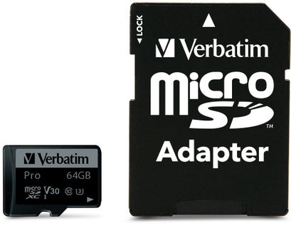 VERBATIM Micro SDXC Pro U3 64GB 47042 Read 90MB/sec. Write 45MB/sec