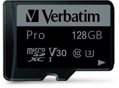 VERBATIM Micro SDXC Pro U3 128GB 47044 Read 90MB/sec. Write 45MB/sec