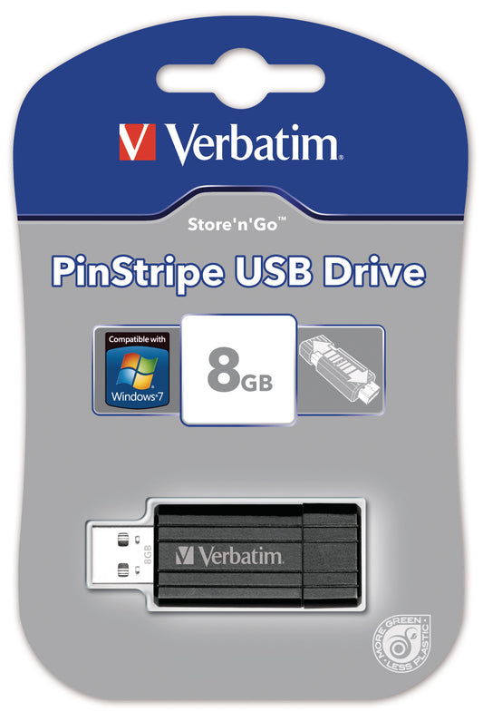 VERBATIM USB-Drive Pin Stripe 8GB 49062 black