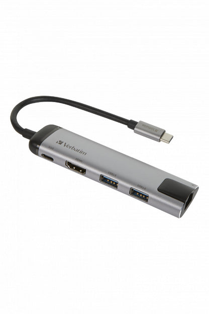 VERBATIM USB-C Multiport HUB 49141 USB 3.1/USB 3.0 x 2/HDMI/RJ45