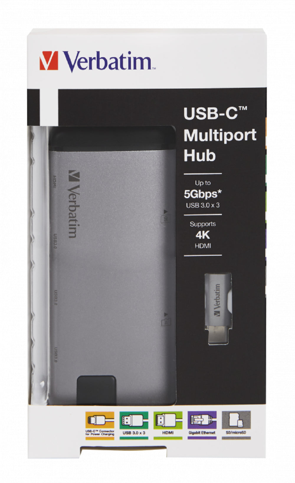 VERBATIM USB-C Multiport HUB 49142 USB/microSD/SD/HDMI/RJ45