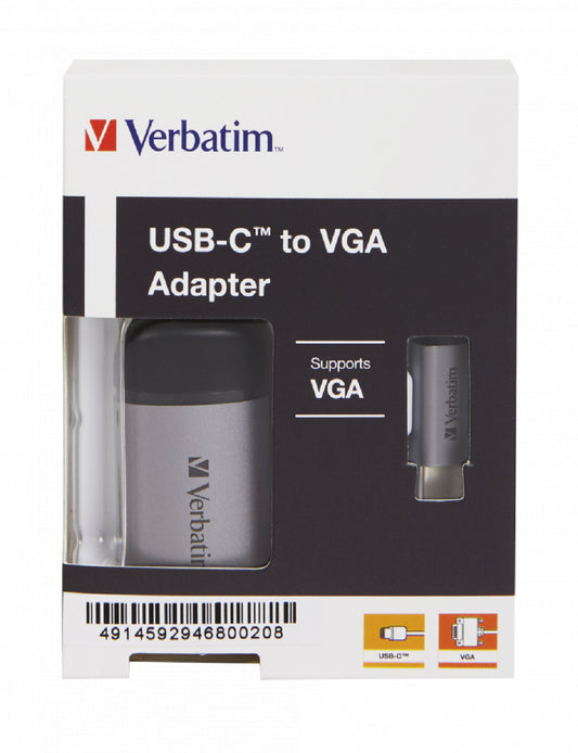 VERBATIM USB-C to VGA Adapter 49145 USB 3.1 / VGA 10cm CABLE