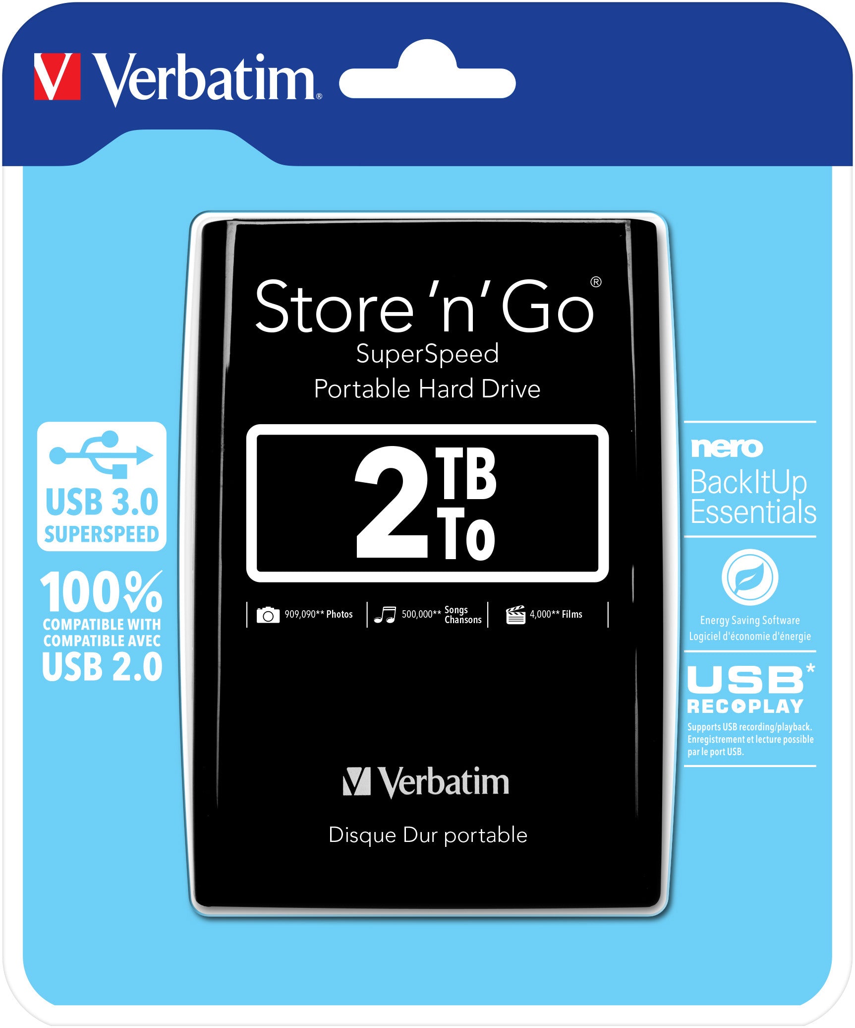 VERBATIM HDD Store n Go 2TB 53177 USB 3.0 2.5 Zoll black