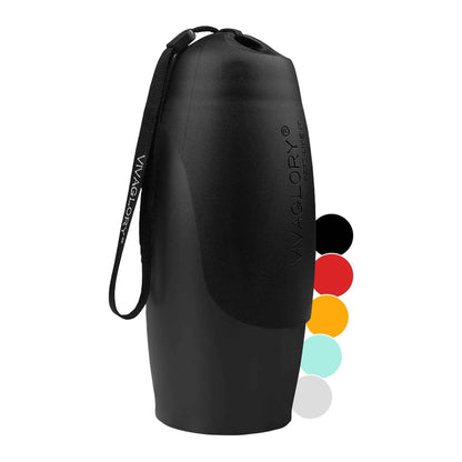 VIVAGLORY Auslaufsichere & tragbare Wasserflasche für Hunde, 750ML Hunde Trinkflasche mit großem Trog, Orange-Gelb