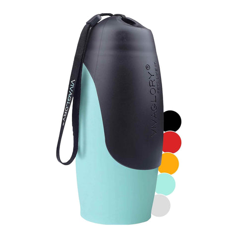 VIVAGLORY Auslaufsichere & tragbare Wasserflasche für Hunde, 750ML Hunde Trinkflasche mit großem Trog, Orange-Gelb