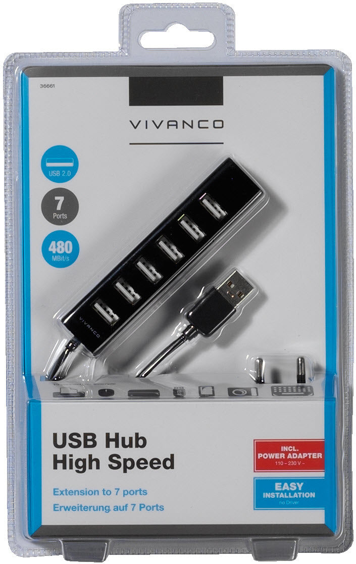 VIVANCO HighSpeedUSB2.0HUB,7-Port 36661