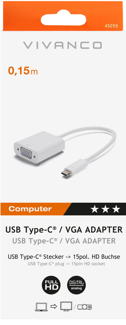 VIVANCO USB Type-C auf VGA Adapter 45255 CA UC VGA 1