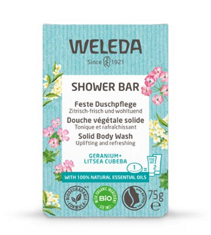 WELEDA Feste Duschpfl. Geranium&Lits.Cu.