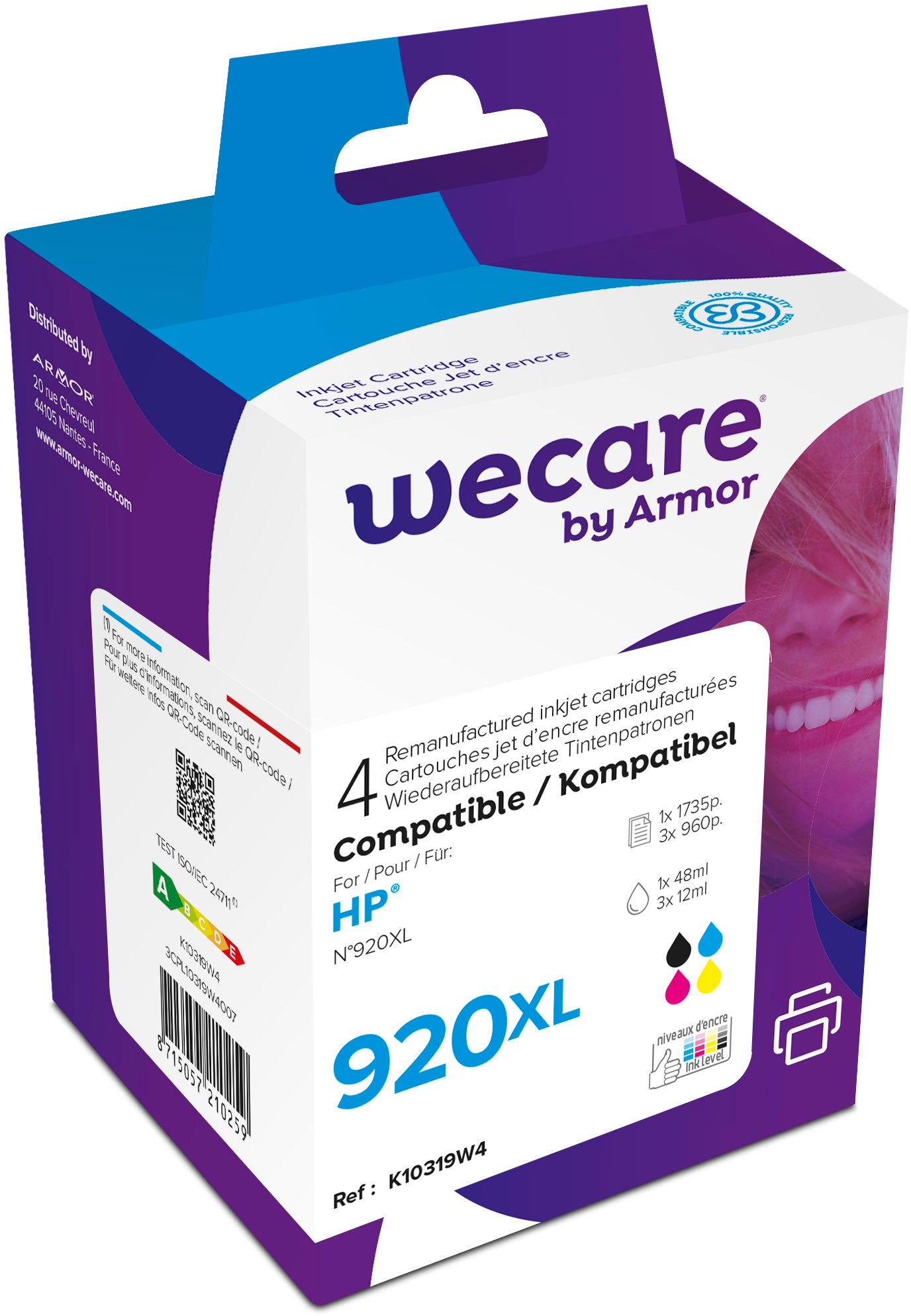 WECARE Multipack 920XL rebuilt CMYBK C2N92AEWE z.HP OfficeJet 6500 48/3x12ml