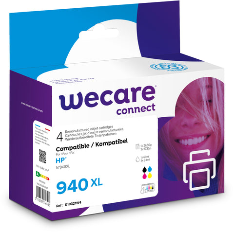 WECARE Multipack 940XL rebuilt CMYBK C2N93AEWE z.HP OJ Pro 8000 69/3x24ml