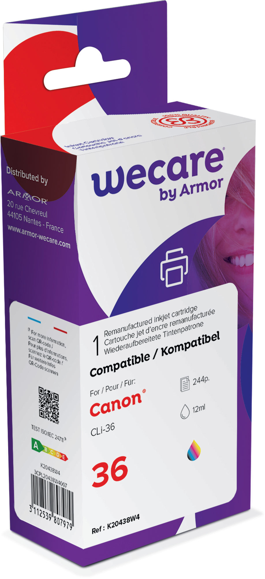 WECARE Tinte rebuilt color CLI-36WE z.Canon PIXMA mini220 12ml