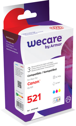 WECARE Multipack rebuilt CMY CLI-521PACKWE zu Canon PIXMA MP 980 3x9ml