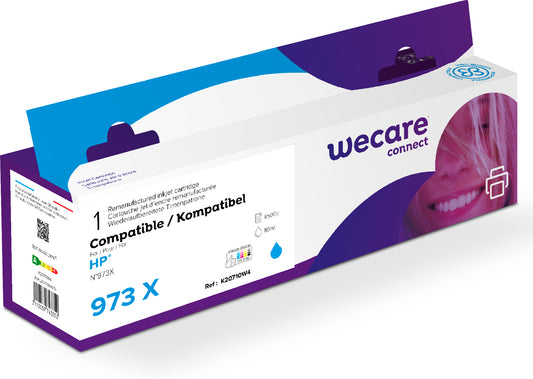 WECARE Tinte 973X rebuilt cyan F6T81AEWE zu HP PW Pro 452/477 8500 S.