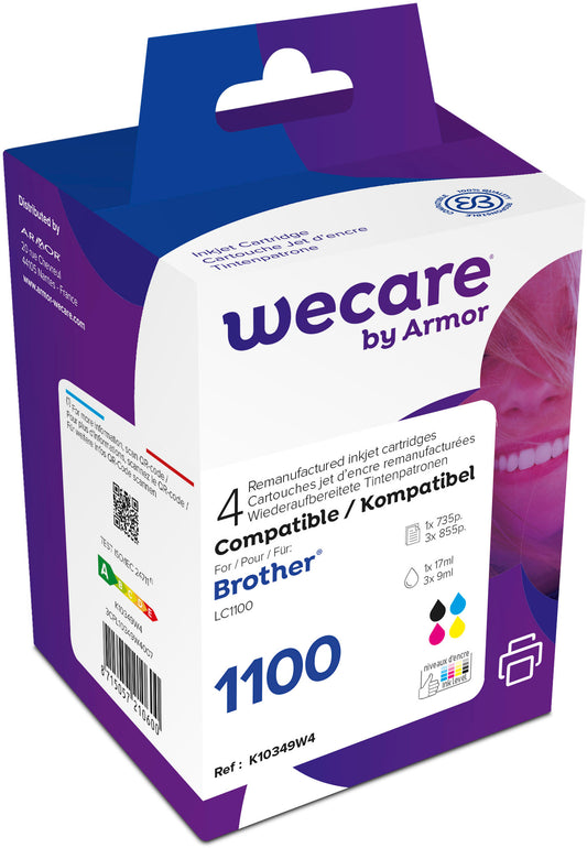 WECARE Multipack rebuilt CMYBK LC-1100VALWE z.Brother MFC-6490CW 17/3x9ml