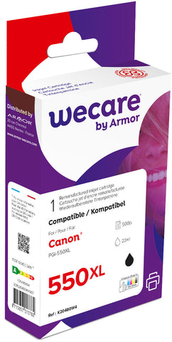 WECARE Tinte XL rebuilt schwarz PGI-550XLPGBWE zu Canon PIXMA MG5450 22ml