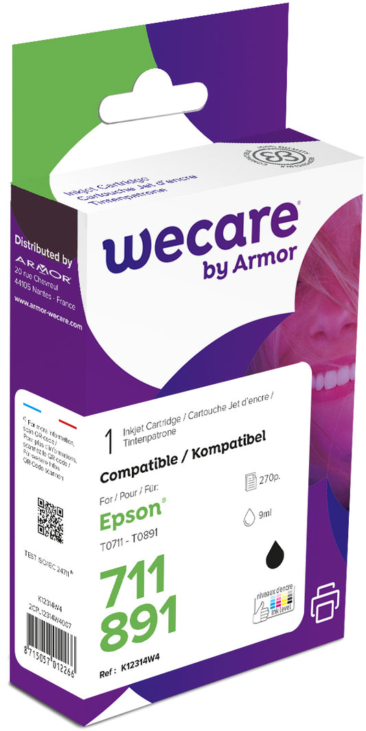 WECARE Tinte rebuilt schwarz T071140WE zu Epson Stylus DX4000 9ml