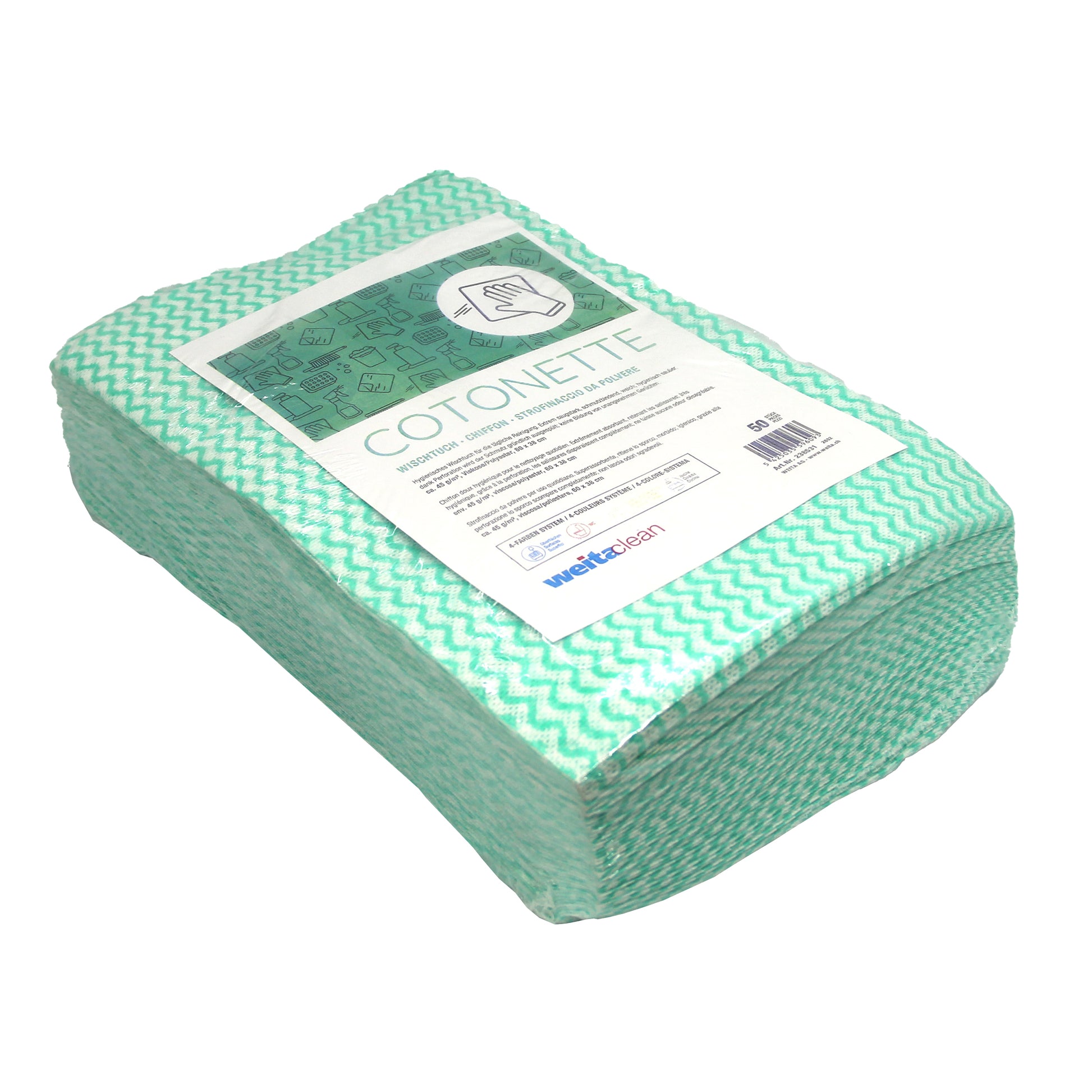 WEITACLEAN Allzwecktuch Cotonette 38x60cm 238531 grün 50 Stück