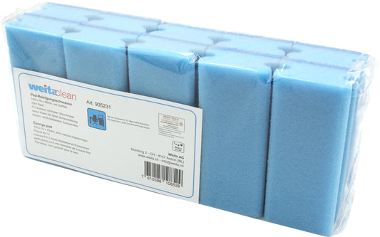 WEITACLEAN Padschwamm 150x70x43mm 5028028 blau, kratzend 10 Stück