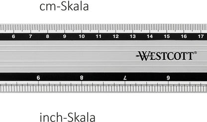 WESTCOTT Aluminium Lineal 30cm E-1019100 cm/inch Scala