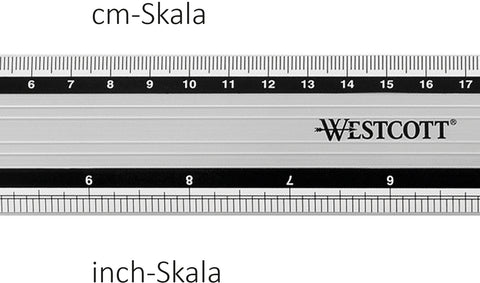 WESTCOTT Aluminium Lineal 30cm E-1019100 cm/inch Scala
