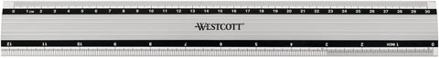 WESTCOTT Aluminium Lineal 30cm E-1019100 cm/inch Scala