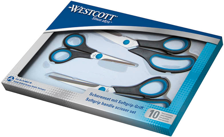 WESTCOTT Scheren-Set 13/21/25cm N-9002700 schwarz/blau 3 Stück