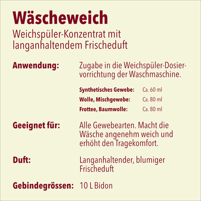 Concentrato ammorbidente, tanica da 10 litri, valore del pH 6-7