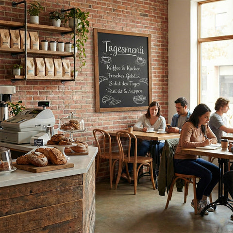 Wandkreidetafel mit Holzrahmen, Dunkelbraun, Indoor
