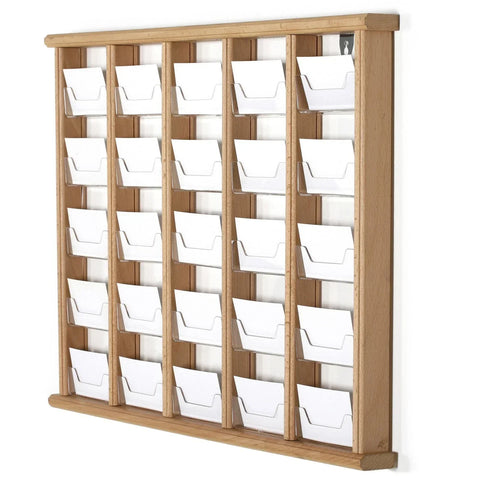 Wandkartenhalter aus Holz, 5-stufig, 25 Fächer, Buche