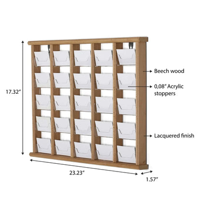 Wandkartenhalter aus Holz, 5-stufig, 25 Fächer, Buche