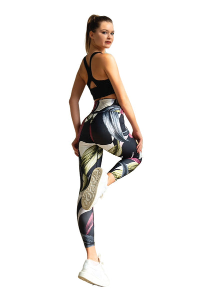 324 Extra High Waist Leggings in Schwarz, Pink, Grün geblumt