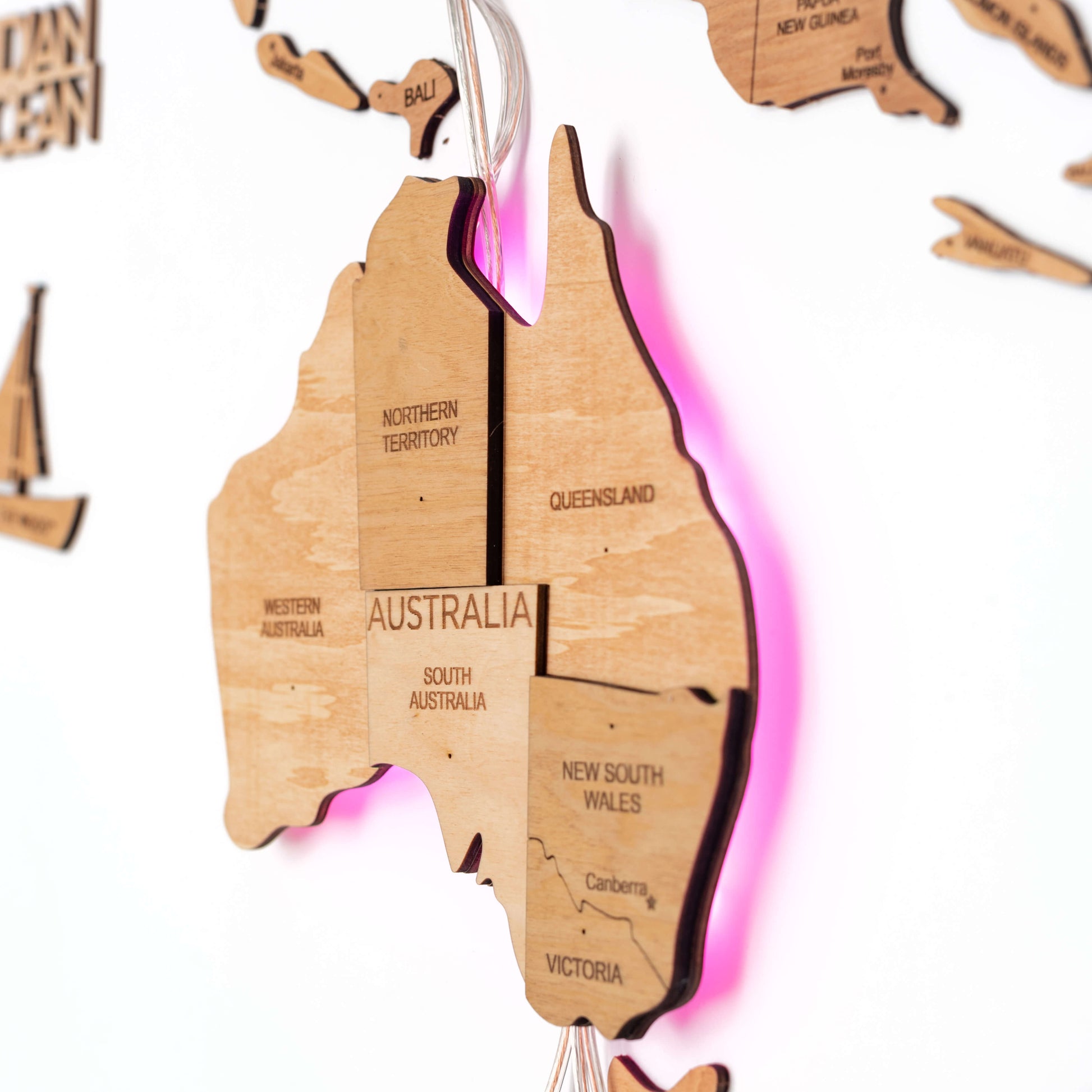 light up wooden world map